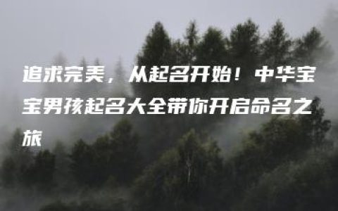 追求完美，从起名开始！中华宝宝男孩起名大全带你开启命名之旅