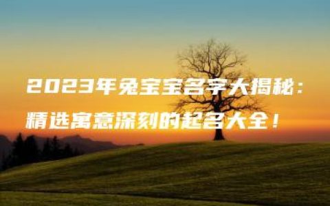 2023年兔宝宝名字大揭秘：精选寓意深刻的起名大全！