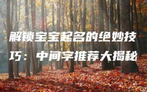 解锁宝宝起名的绝妙技巧：中间字推荐大揭秘