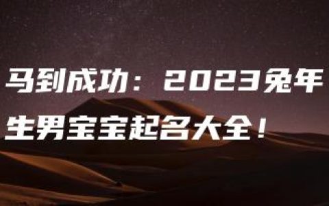 马到成功：2023兔年生男宝宝起名大全！