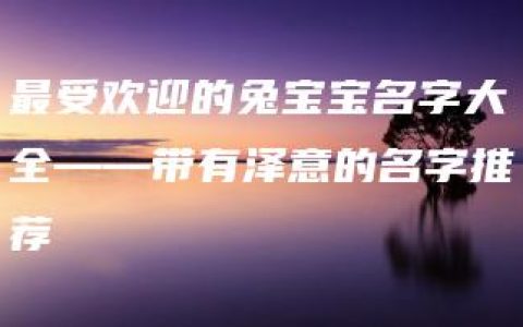 最受欢迎的兔宝宝名字大全——带有泽意的名字推荐