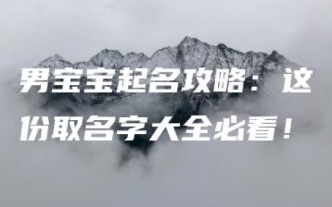 男宝宝起名攻略：这份取名字大全必看！