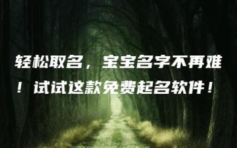 轻松取名，宝宝名字不再难！试试这款免费起名软件！