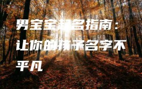 男宝宝起名指南：让你的孩子名字不平凡