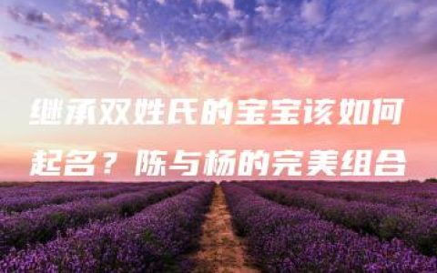 继承双姓氏的宝宝该如何起名？陈与杨的完美组合