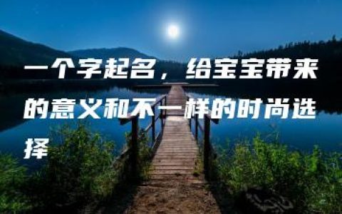 一个字起名，给宝宝带来的意义和不一样的时尚选择