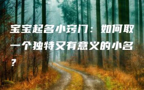 宝宝起名小窍门：如何取一个独特又有意义的小名？