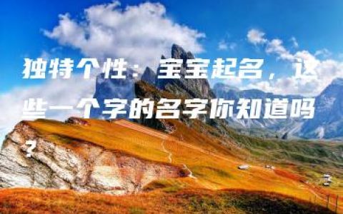 独特个性：宝宝起名，这些一个字的名字你知道吗？