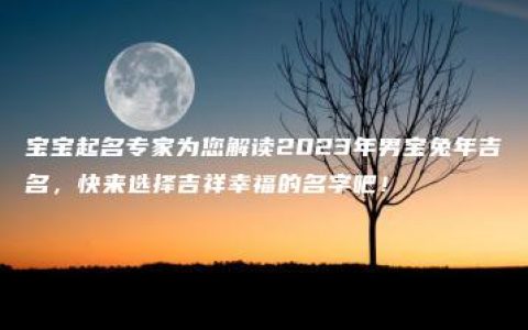 宝宝起名专家为您解读2023年男宝兔年吉名，快来选择吉祥幸福的名字吧！