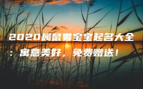 2020属鼠男宝宝起名大全：寓意美好，免费赠送！