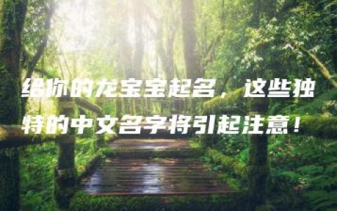 给你的龙宝宝起名，这些独特的中文名字将引起注意！