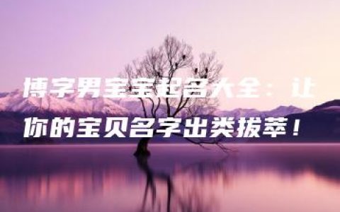 博字男宝宝起名大全：让你的宝贝名字出类拔萃！