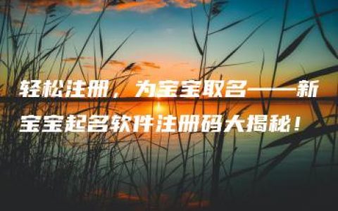 轻松注册，为宝宝取名——新宝宝起名软件注册码大揭秘！