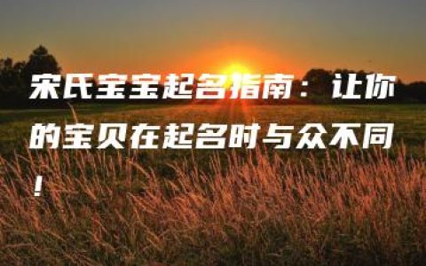 宋氏宝宝起名指南：让你的宝贝在起名时与众不同！