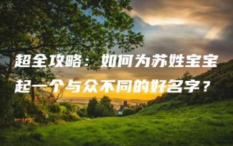 超全攻略：如何为苏姓宝宝起一个与众不同的好名字？