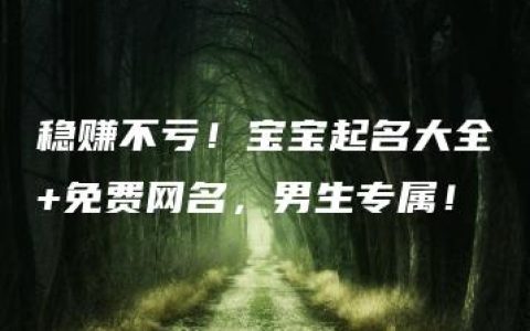 稳赚不亏！宝宝起名大全+免费网名，男生专属！