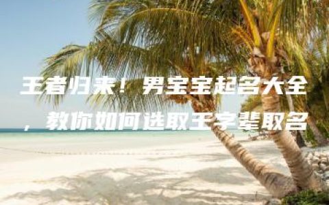 王者归来！男宝宝起名大全，教你如何选取王字辈取名