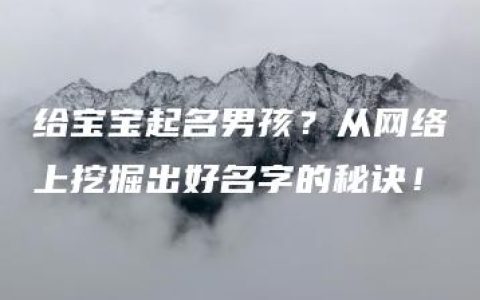 给宝宝起名男孩？从网络上挖掘出好名字的秘诀！