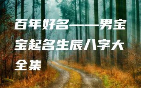 百年好名——男宝宝起名生辰八字大全集