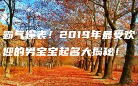 霸气爆表！2019年最受欢迎的男宝宝起名大揭秘！