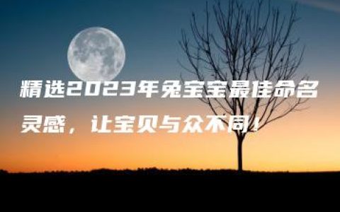 精选2023年兔宝宝最佳命名灵感，让宝贝与众不同！