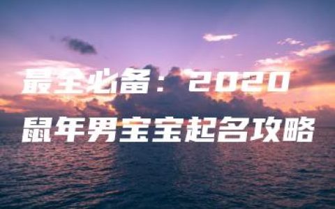 最全必备：2020鼠年男宝宝起名攻略