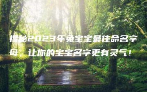 揭秘2023年兔宝宝最佳命名字母，让你的宝宝名字更有灵气！