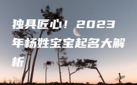 独具匠心！2023年杨姓宝宝起名大解析