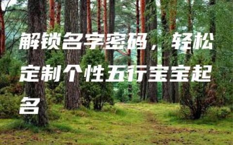 解锁名字密码，轻松定制个性五行宝宝起名