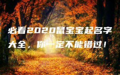 必看2020鼠宝宝起名字大全，你一定不能错过！