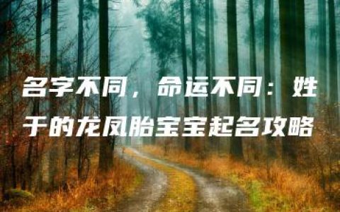 名字不同，命运不同：姓于的龙凤胎宝宝起名攻略