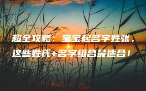 超全攻略：宝宝起名字姓张，这些姓氏+名字组合最适合！