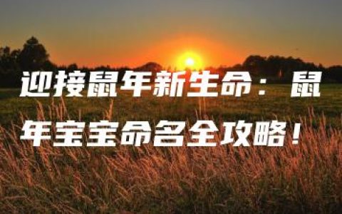 迎接鼠年新生命：鼠年宝宝命名全攻略！