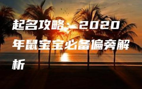 起名攻略：2020年鼠宝宝必备偏旁解析