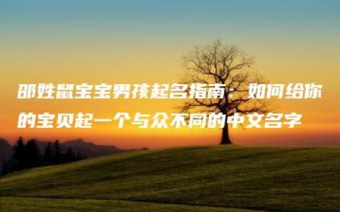 邵姓鼠宝宝男孩起名指南：如何给你的宝贝起一个与众不同的中文名字