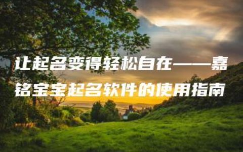 让起名变得轻松自在——嘉铭宝宝起名软件的使用指南