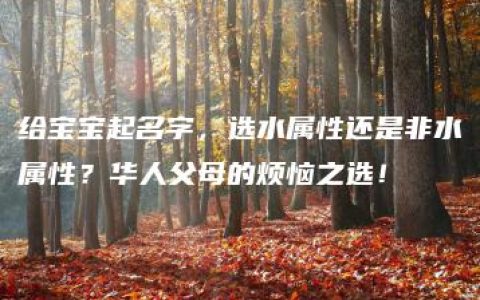 给宝宝起名字，选水属性还是非水属性？华人父母的烦恼之选！