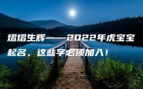 熠熠生辉——2022年虎宝宝起名，这些字必须加入！