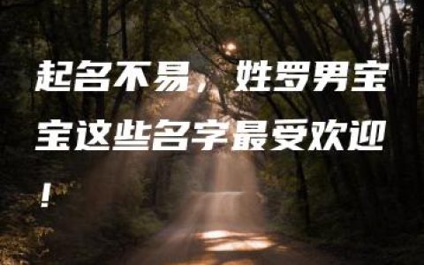 起名不易，姓罗男宝宝这些名字最受欢迎！