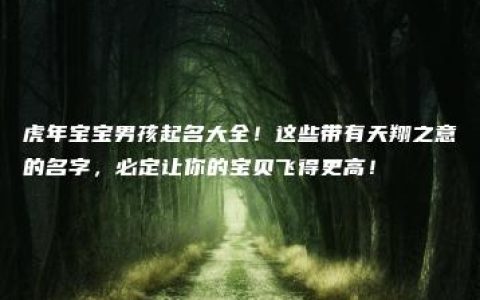 虎年宝宝男孩起名大全！这些带有天翔之意的名字，必定让你的宝贝飞得更高！