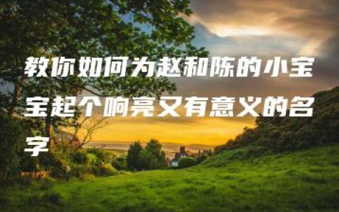 教你如何为赵和陈的小宝宝起个响亮又有意义的名字