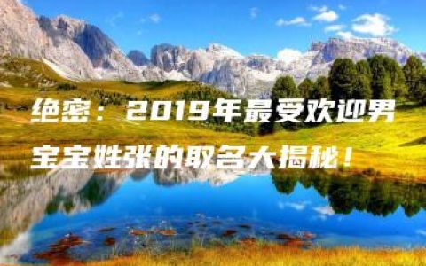 绝密：2019年最受欢迎男宝宝姓张的取名大揭秘！