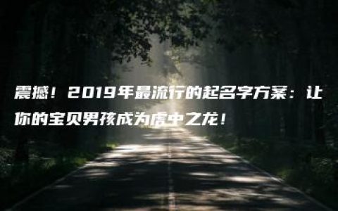 震撼！2019年最流行的起名字方案：让你的宝贝男孩成为虎中之龙！