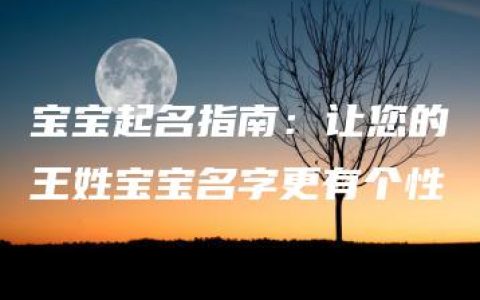 宝宝起名指南：让您的王姓宝宝名字更有个性