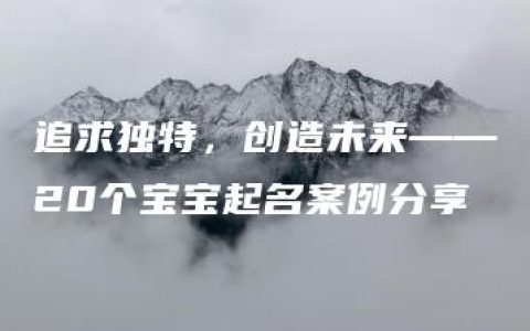 追求独特，创造未来——20个宝宝起名案例分享