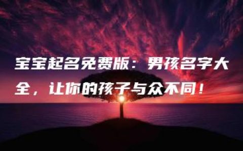 宝宝起名免费版：男孩名字大全，让你的孩子与众不同！