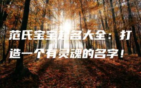 范氏宝宝起名大全：打造一个有灵魂的名字！