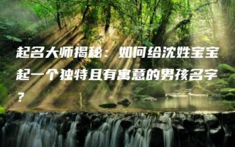 起名大师揭秘：如何给沈姓宝宝起一个独特且有寓意的男孩名字？