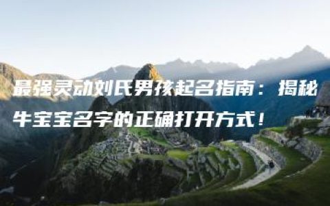 最强灵动刘氏男孩起名指南：揭秘牛宝宝名字的正确打开方式！