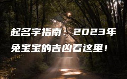 起名字指南：2023年兔宝宝的吉凶看这里！